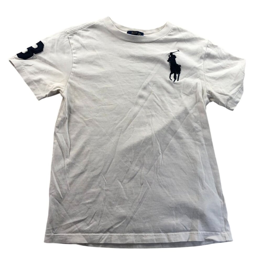 Polo Ralph Lauren Boys T-Shirt Medium Short Sleeve Classic White Tee Logo Casual